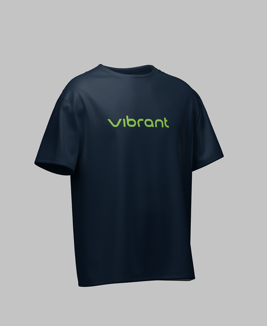 The Voodoo Tee front view in Blue with Vibrant logo chest print