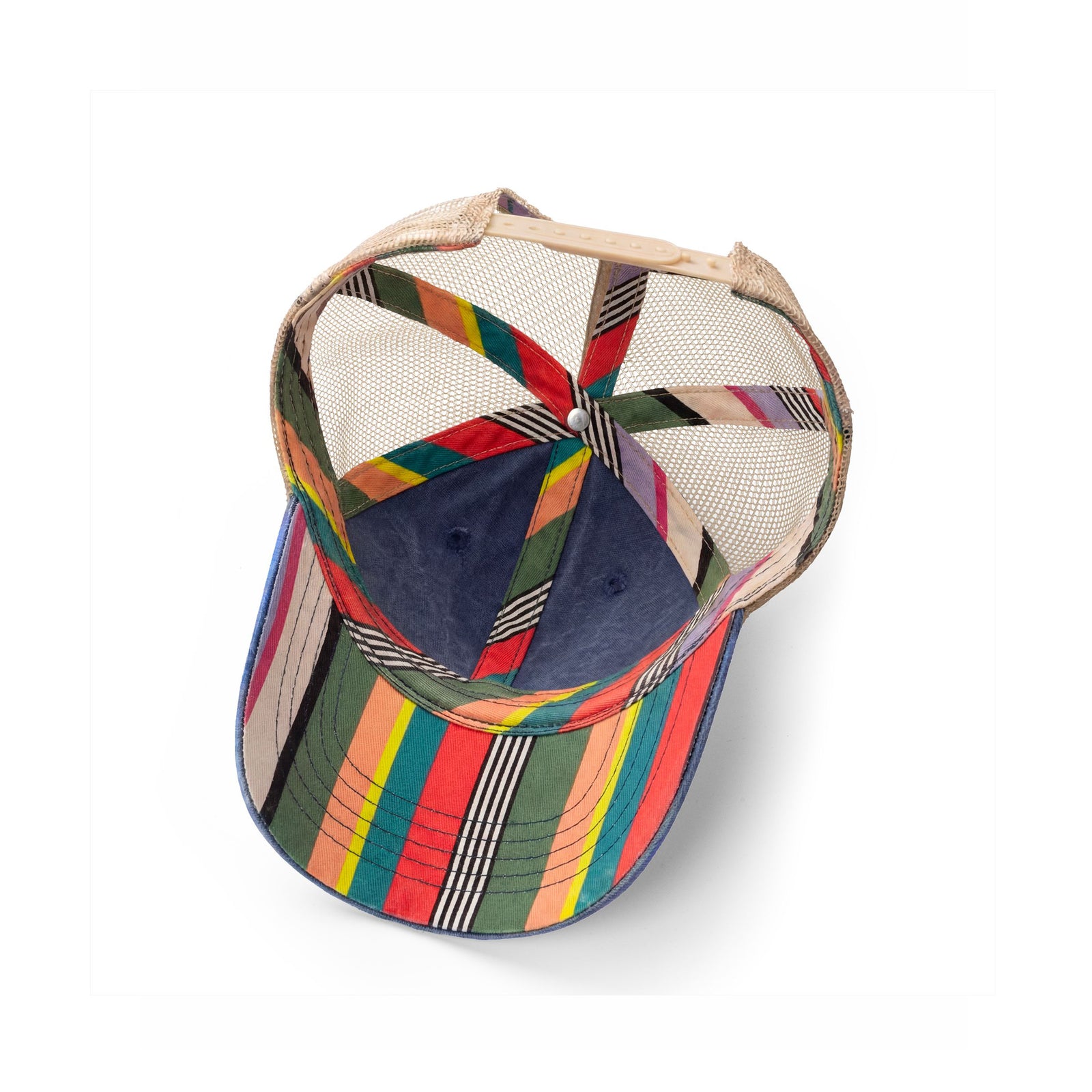 Women's Washed Mesh-Back Cap underside view showing pre-curved visor