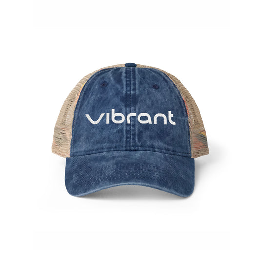 Women's Washed Mesh-Back Cap front view in Navy Stripes colorway